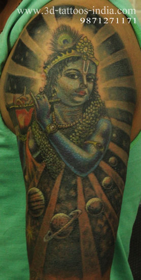 shree Krishna tattoo with universe, best tattoo artist in Manali, best tattoo shop in Manali