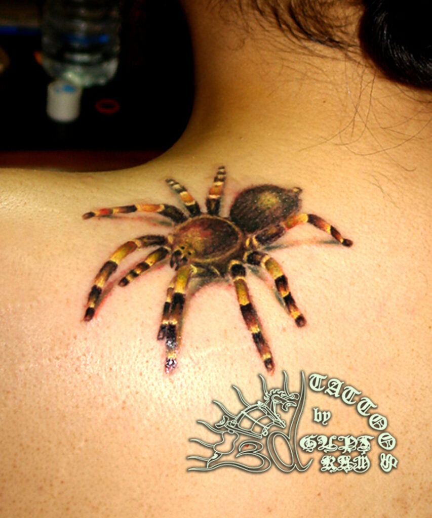 3d tarentulla tattoo ,3d spider tattoo by best tattoo artist in india/manali